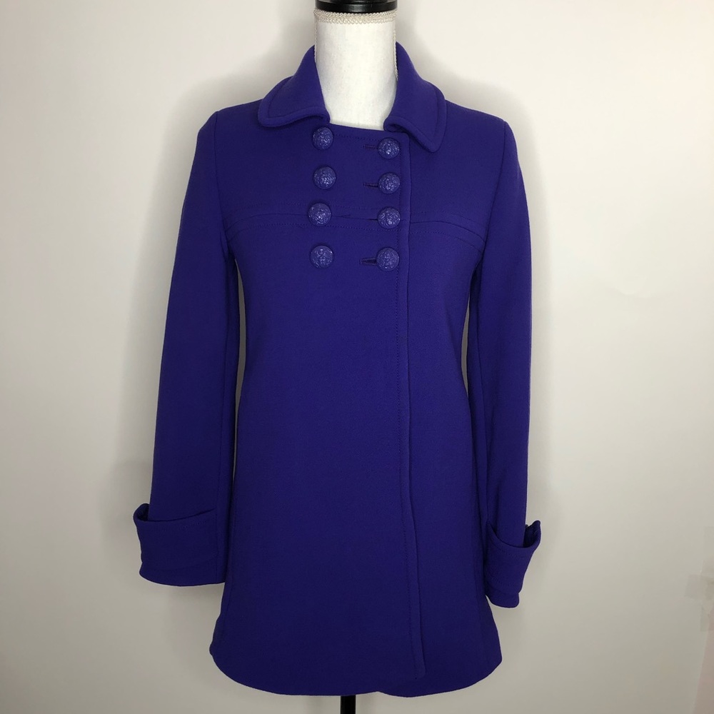 J.Crew Peacoat Double Breasted Sz 2 Purple Indigo